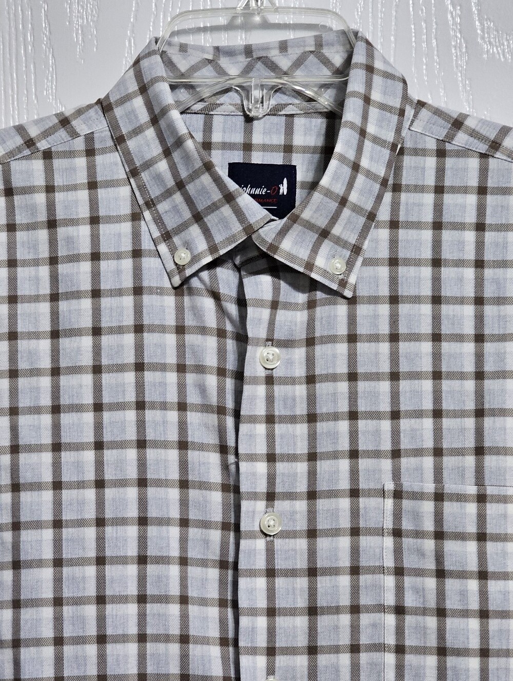JOHNNIE O LT GRY PLD LS BD SHIRT ROOSEVELT Size L